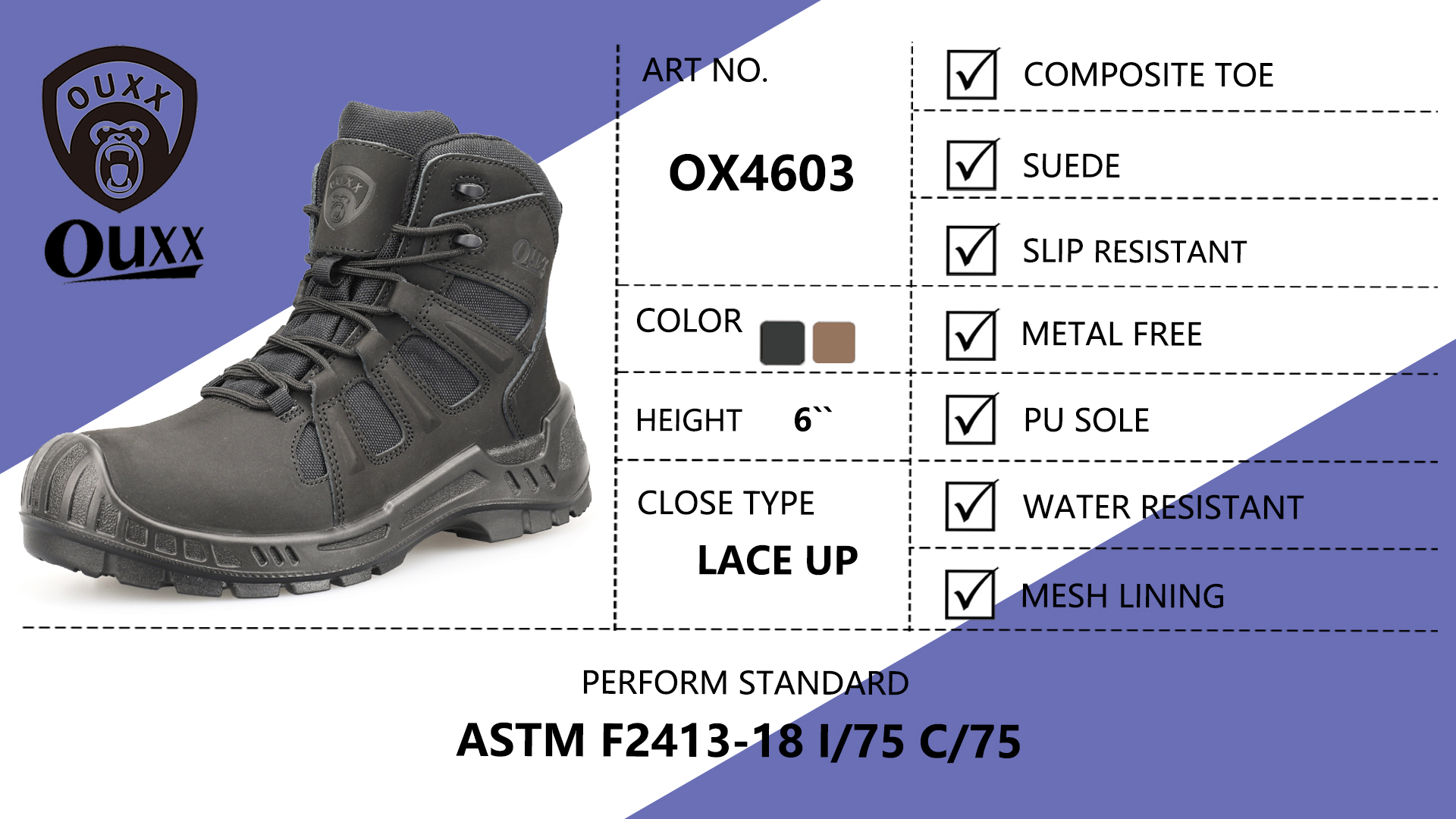 Amazon.com | OUXX 6'' Men's Composite Toe Work Boots,Metal-Free